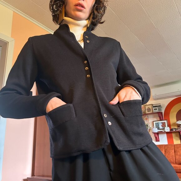 1950s Pure virgin wool Brigus Knitting Mills black fully-fashioned blazer! - Picture 6 of 16